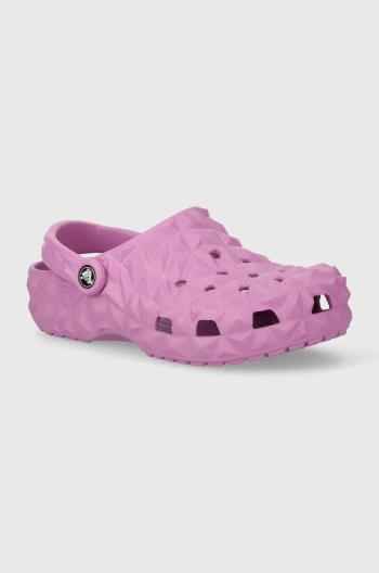 Pantofle Crocs Classic Geometric Clog dámské, fialová barva, 209563