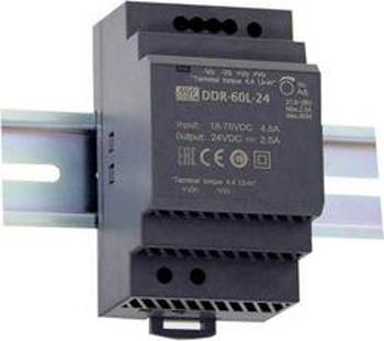 DC/DC měnič napětí na DIN lištu Mean Well DDR-60L-24, 1 x, 24 V/DC, 2.5 A, 60 W