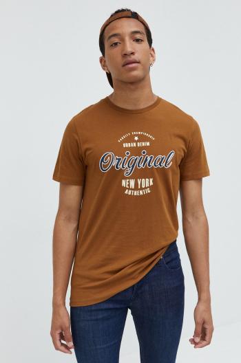 Bavlněné tričko Produkt by Jack & Jones hnědá barva, s potiskem