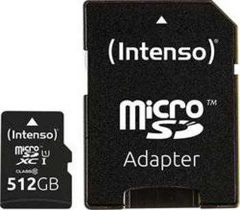 Paměťová karta microSDXC, 512 GB, Intenso Premium, Class 10, UHS-I, vč. SD adaptéru