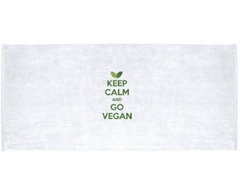 Celopotištěný sportovní ručník Keep calm and Go Vegan