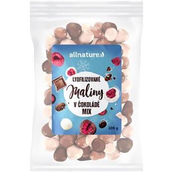 Allnature Mrazem sušené maliny Mix v mléčné, hořké a bílé čokoládě 100 g (16241 V)