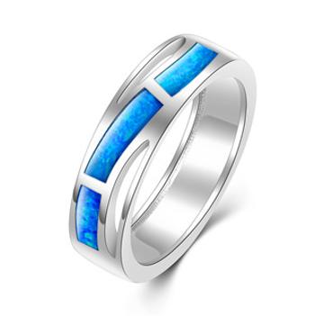 NUBIS® Stříbrný prsten s modrým opálem - velikost 52 - NB-5103-OP05-52