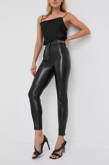 Kalhoty Elisabetta Franchi dámské, černá barva, přiléhavé, high waist