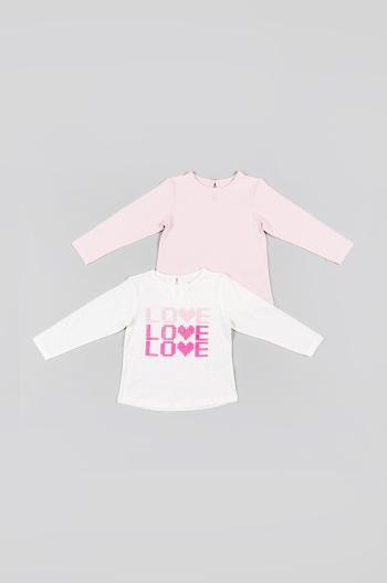 Kojenecké tričko s dlouhým rukávem zippy 2-pack růžová barva