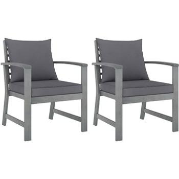 Zahradní židle 2 ks tmavě šedé podušky masivní akáciové dřevo 311827 (311827)