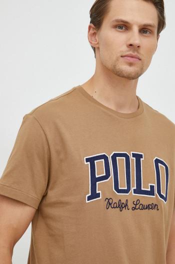 Bavlněné tričko Polo Ralph Lauren hnědá barva, s aplikací