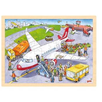Goki Dřevěné puzzle Na letišti 96 dílků (57544)
