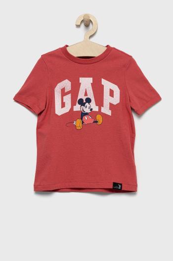 Dětské bavlněné tričko GAP červená barva, s potiskem