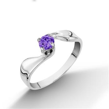 Šperky4U Stříbrný prsten s fialovým zirkonem, vel. 55 - velikost 55 - CS2053A-55