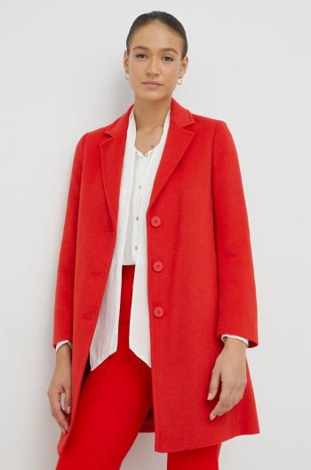 Vlněný kabát United Colors of Benetton červená barva, přechodný