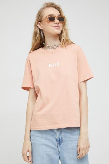 Bavlněné tričko HUF oranžová barva