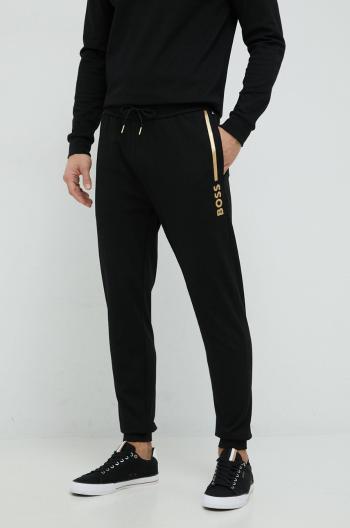 Kalhoty BOSS černá barva, s potiskem