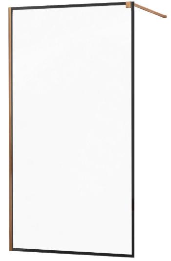 MEXEN/S KIOTO Sprchová zástěna WALK-IN 120x200 cm 8 mm, růžové zlato, černý profil 800-120-101-60-70