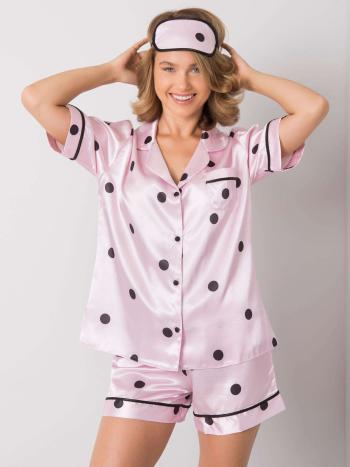 RŮŽOVÉ DÁMSKÉ PYŽAMO S PUNTÍKY -BR-KMPL-7072-PINK Velikost: XL