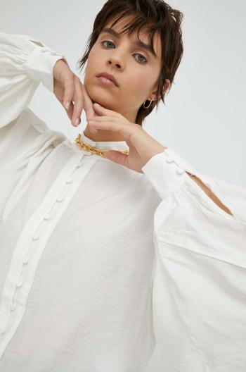 Košile Bruuns Bazaar Rosebay Maia dámská, bílá barva, regular, se stojáčkem