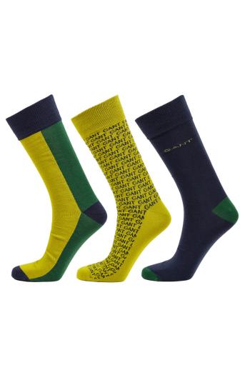 PONOŽKY GANT D1. COLOR MIXED SOCKS 3-PACK zelená None