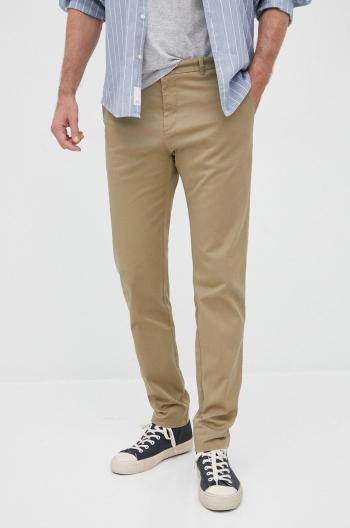 Kalhoty Sisley pánské, béžová barva, přiléhavé