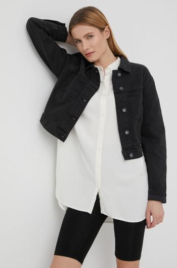 Džínová bunda Vero Moda dámská, černá barva, přechodná