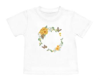 Tričko pro miminko Květinový rámeček s motýly