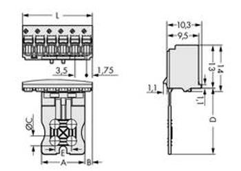 Konektor do DPS WAGO 2091-1106, 33.00 mm, pólů 6, rozteč 3.50 mm, 50 ks