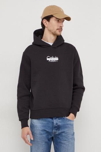 Mikina Calvin Klein pánská, černá barva, s kapucí, s potiskem, K10K112251