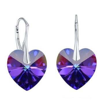 Silvego náušnice Srdce Crystal Heliotrope Swarovski Elements LSW007E