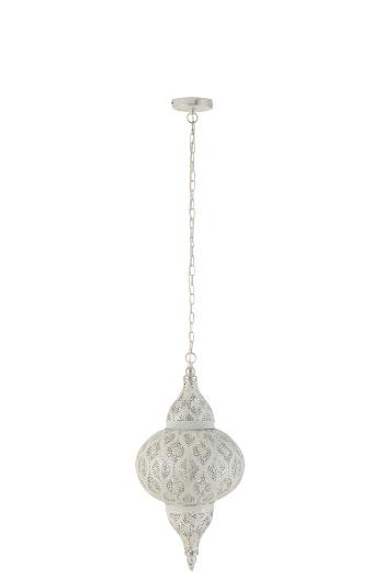 Bílé kovové závěsné světlo/lustr Oriental drop - Ø 31*133 cm 3585