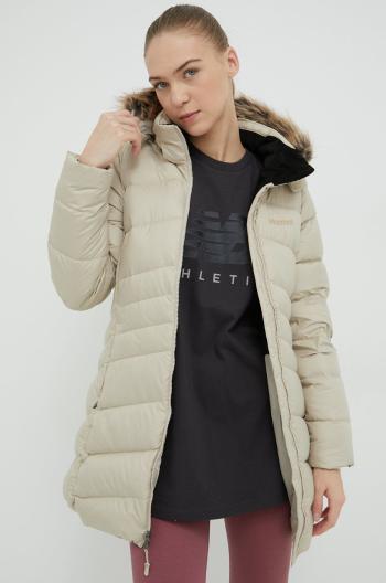 Péřová bunda Marmot dámská, béžová barva, zimní