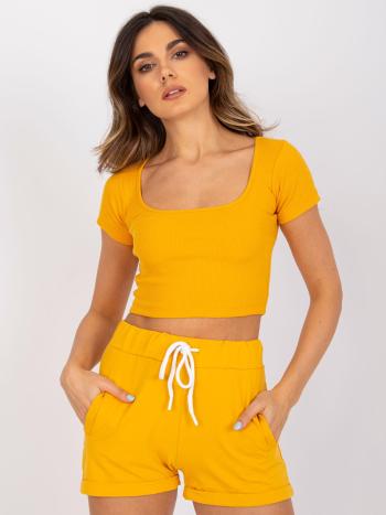 SVĚTLE ORANŽOVÝ DÁMSKÝ CROP TOP S KRÁTKÝMI RUKÁVY RV-TS-7538.12P-LIGHT ORANGE Velikost: S