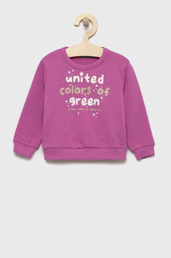 Dětská bavlněná mikina United Colors of Benetton fialová barva, s potiskem