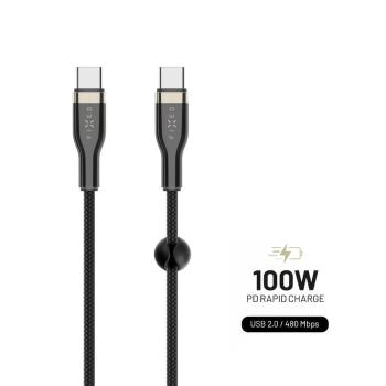 FIXED Krátký nabíjecí a datový opletený kabel s konektory USB-C/USB-C a podporou PD, 0.5m, USB 2.0, 100W FIXDB-CC05-BK, černý