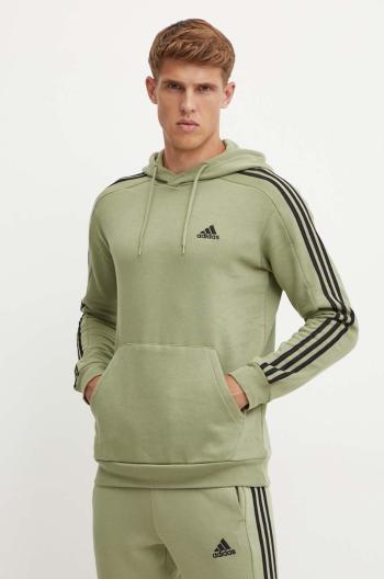 Mikina adidas Essentials pánská, zelená barva, s kapucí, s aplikací, JI6425