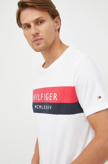 Bavlněné tričko Tommy Hilfiger bílá barva, s potiskem