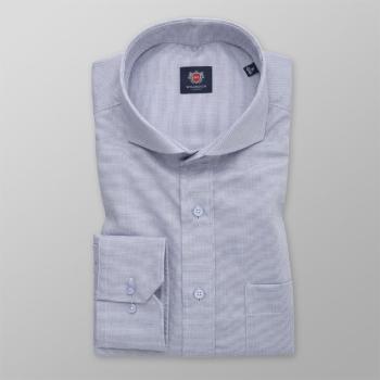 Pánská klasická košile bílá s tmavě modrým tečkovaným vzorem 14736 188-194 / XL (43/44)