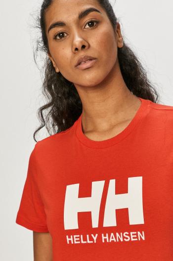 Bavlněné tričko Helly Hansen červená barva