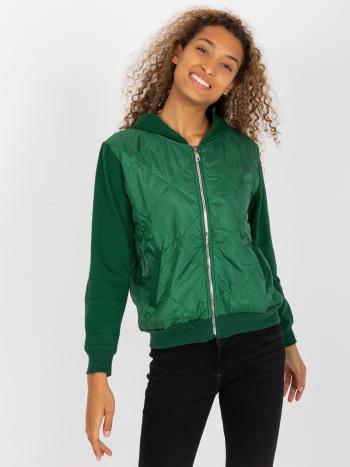 TMAVĚ ZELENÁ PROŠÍVANÁ BOMBER MIKINA RV-BL-8226.11X-DARK GREEN Velikost: S/M