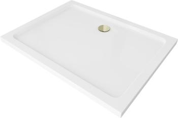 MEXEN/S Flat sprchová vanička obdelníková slim 90 x 70 cm, bílá + zlatý sifon 40107090G