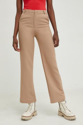 Kalhoty Answear Lab dámské, béžová barva, zvony, high waist