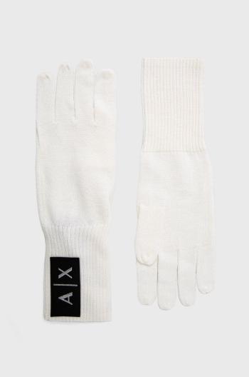 Vlněné rukavice Armani Exchange dámské, béžová barva