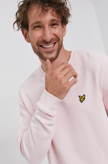 Bavlněná mikina Lyle & Scott pánská, růžová barva, hladká