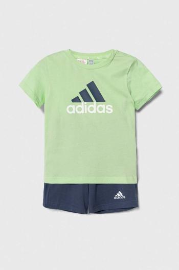 Dětská bavlněná souprava adidas zelená barva