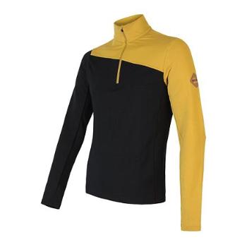 SENSOR MERINO EXTREME pánské triko dl.rukáv zip mustard/černá Velikost: M