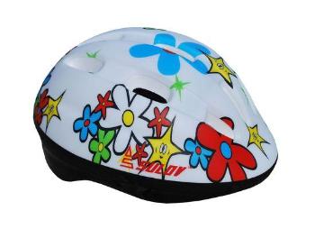 Dětská cyklo helma SULOV® JUNIOR, vel. S, bílá s květy, 55 - 56