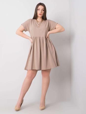 BÉŽOVÉ DÁMSKÉ BASIC ŠATY -RV-SK-6292.09P-BEIGE Velikost: 2XL