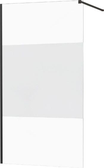 MEXEN/S KIOTO Sprchová zástěna WALK-IN 100x200 cm 8 mm, černá, Transparent/matné sklo 800-100-101-70-35