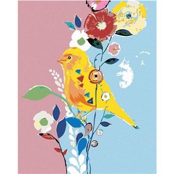 Malování podle čísel - Žlutý ptáček s květinami (HRAmal00843nad)