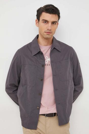 Bavlněné tričko Pepe Jeans Louis šedá barva, regular, s klasickým límcem