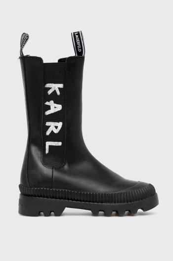 Kožené kotníkové boty Karl Lagerfeld dámské, černá barva, na platformě