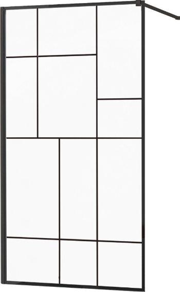 MEXEN/S KIOTO Sprchová zástěna WALK-IN 70x200 cm 8 mm, černá, černý vzor 2 800-070-101-70-78